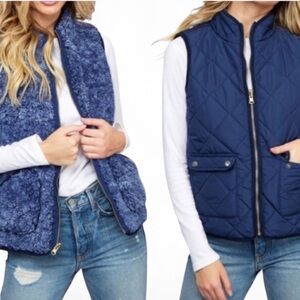 Reversible Quilted/Faux‎ Sherpa Vest
